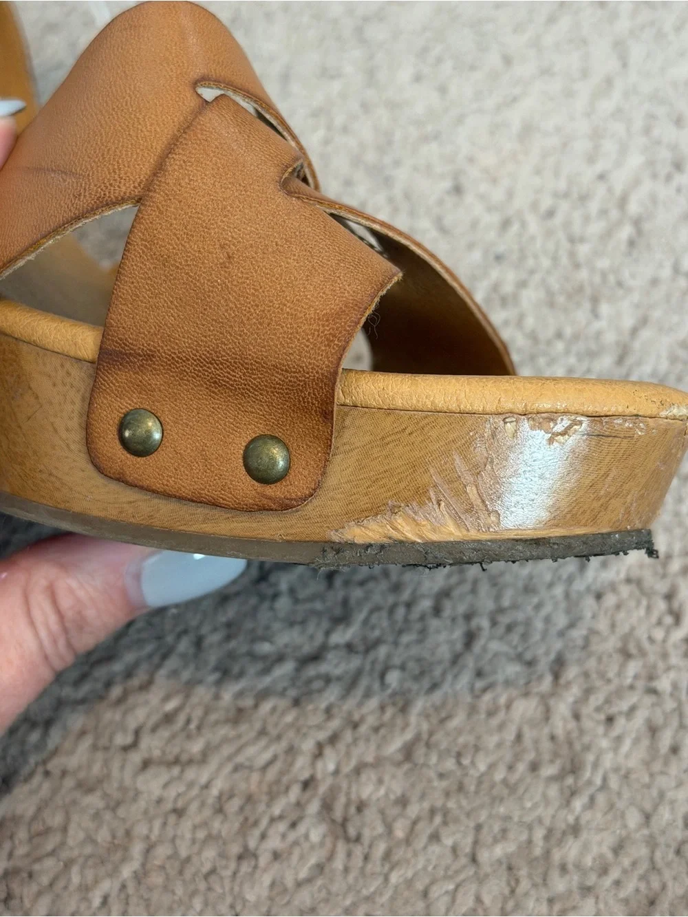 Korks Bagley Platform Heeled Sandals Tan Size 11 Small Flaw Boho 70s Summer